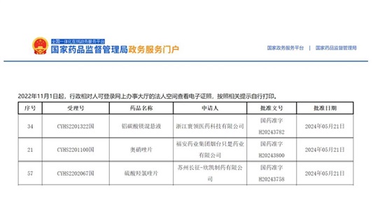 又一前三！鋁碳酸鎂混懸液、奧硝唑片、硫酸羥氯喹片獲批并視同過評